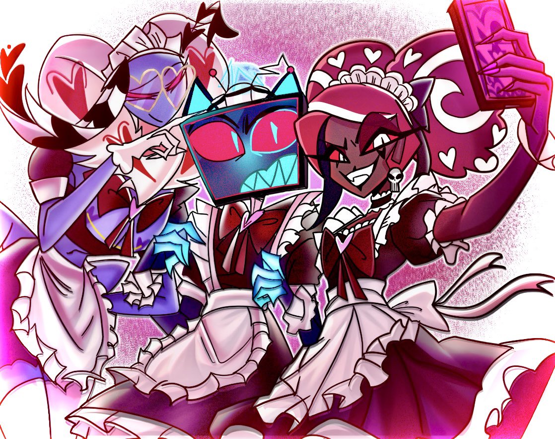 userrrwll's tweet photo. #HazbinHotel #HazbinHotelFanart #TheVees #Vox #Valentino #Velvette #MaidOutfit #HazbinHotelMaid 
🦋📺✂️ https://t.co/1lqvf8QZb9