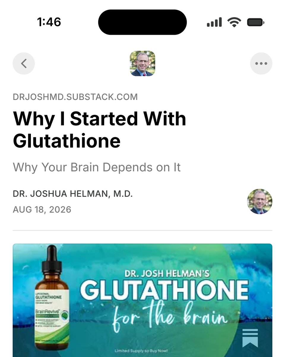 greenbrainsmd's tweet photo. Of everything we’ve built under the GreenBrainsMD name, BrainRevive™ Liposomal Glutathione is the one I’ve been most eager to release. Join me later today on SubStack Live where I will talk about it and take your questions on supplements. 

https://t.co/VmwtlmnzVN

 #brainhealth #glutathione #dementia #brainfog #alzheimersdoctor