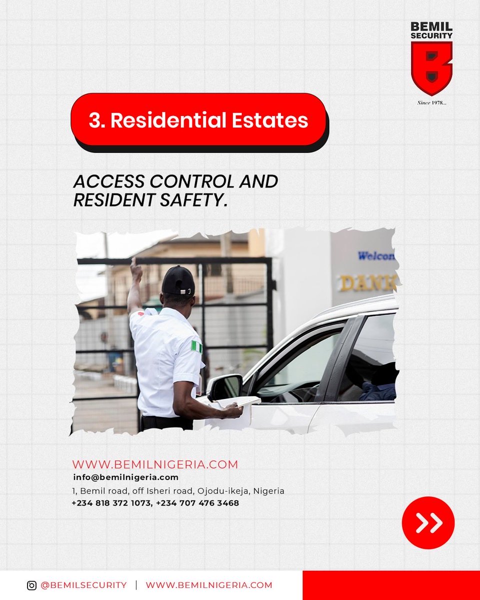 BemilNig's tweet photo. Security isn’t one-size-fits-all.

From protecting people and assets to managing movement and daily operations, different needs require different solutions.

At Bemil, we offer MANNED GUARDING, CIT, Concierge Services &amp; Journey Management.

#Bemil #BemilSecurity https://t.co/118OW6U0mO