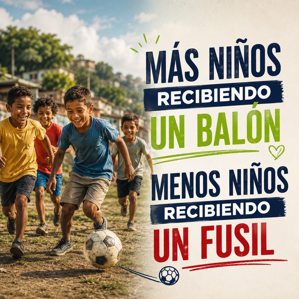 MargaritaRepo's tweet photo. 🇨🇴 Más niños recibiendo un balón, menos niños recibiendo un fusil. https://t.co/OYiFSNZkAW