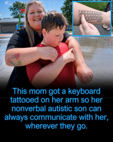Rainmaker1973's tweet photo. Canadian mother Jessica Fletcher tattooed a full QWERTY keyboard on her forearm so her nonverbal autistic son, Hunter, would always have a way to communicate with her.

The idea came after Hunter’s tablet battery died at a restaurant, leaving him without his usual communication device. He improvised by drawing a keyboard on paper and pointing to letters to spell out his requests.

Jessica decided to make that backup permanent. Now, whenever the tablet is unavailable, Hunter can tap letters on her arm to form words. A video of him using the tattoo to spell “splash pad” spread widely online.

For Jessica, the tattoo is more than ink. It is a lasting way to ensure her son’s voice is never silenced.