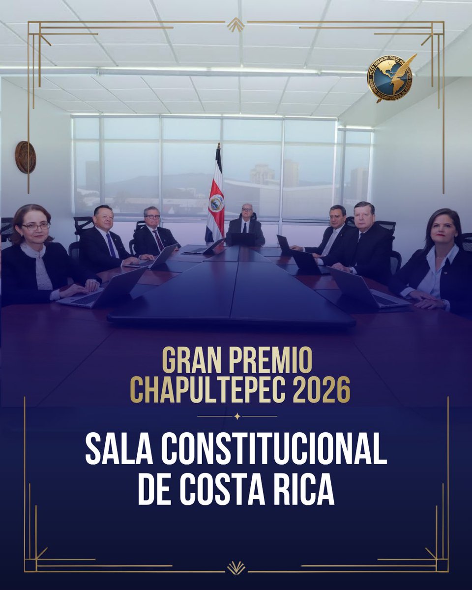 sip_oficial's tweet photo. 🏆La SIP otorga a la Sala Constitucional de #CostaRica el Gran Premio Chapultepec 2026, en reconocimiento a su firme defensa de la libertad de expresión, la libertad de prensa y el derecho de la ciudadanía a recibir información plural e independiente.

🔗https://t.co/Usj4xZmA5j https://t.co/xQflGVi0Mq