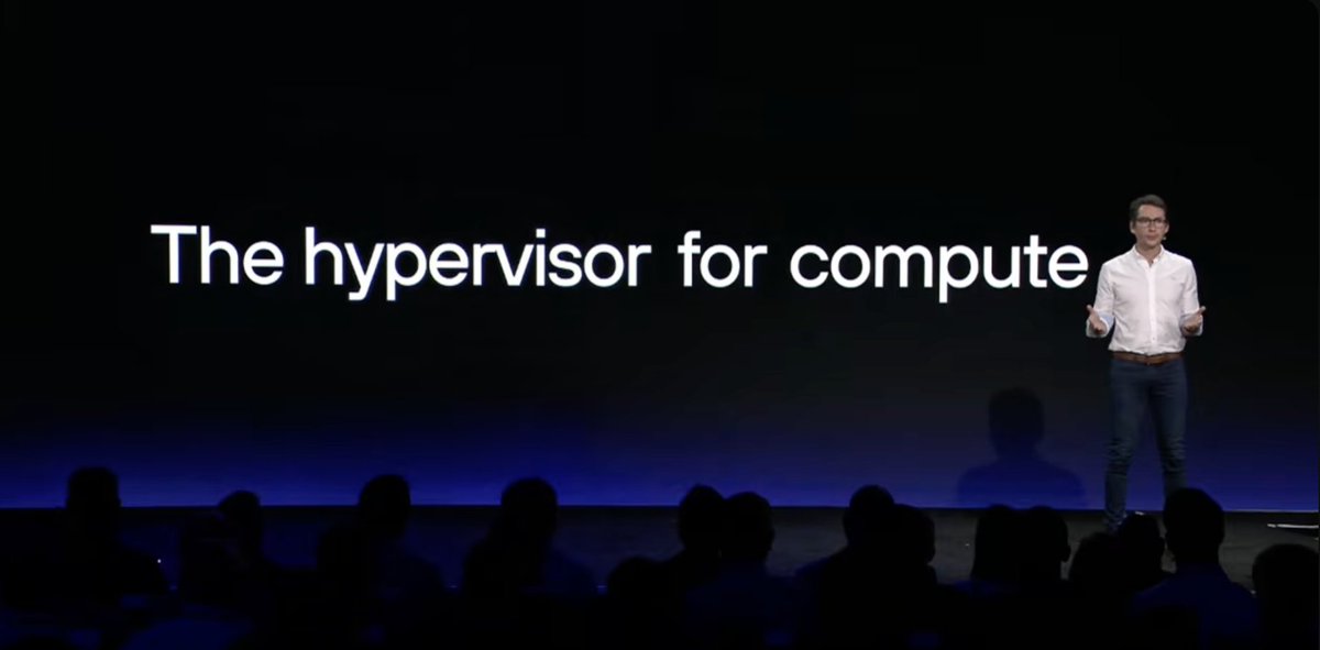 samcharrington's tweet photo. .@Modular pitching its stack as the "hypervisor for [AI] compute". 

"Any model, any accelerator, one platform" @iamtimdavis 

#modcon @Qualcomm https://t.co/nJAAk6Y1Gs