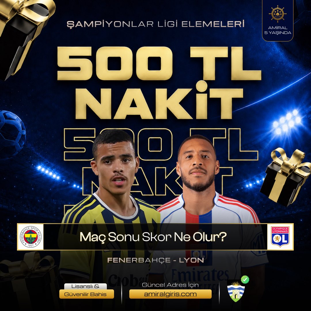 Amiralresmi's tweet photo. BETAMİRAL İLE SKORU TAHMİN ET, HEYECANA ORTAK OL! 

500 TL NAKİT ödüllü skor tahmini etkinliği!

Fenerbahçe - Lyon karşılaşmasının maç sonu skorunu tahmin et!

Maç başlamadan önce skorunu gönder kullanıcı adını yaz!

Giriş: https://t.co/QfI0hPPO5w https://t.co/x4lJIF6X0z