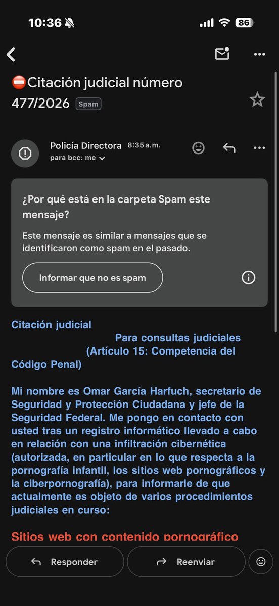 omarbcisv's tweet photo. Don @OHarfuch le pediré de la manera más atenta que deje de enviar correos intimidatorios, o tendré que poner una denuncia ante la @SSC_CDMX , Saludos https://t.co/F1dcqyyOyy
