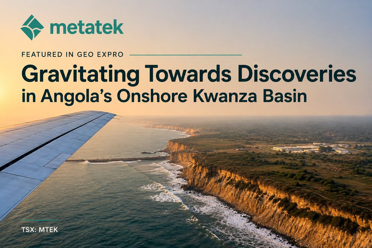 MetatekGroup's tweet photo. Metatek is featured in the latest issue of @GEOExPro   highlighting our work in Angola’s onshore Kwanza Basin.
The feature explores how Metatek’s Enhanced Full Tensor Gravity Gradiometry (eFTG) technology is being used to provide new insight into one of Africa’s oldest and most underexplored petroleum basins.

Working in collaboration with Angola’s Agência Nacional de Petróleo, Gás e Biocombustíveis (ANPG) and local partner Striped Horse, Metatek completed a multiclient eFTG survey across the onshore Kwanza Basin, delivering high-resolution data to help improve understanding of basin architecture, salt distribution and deeper pre-salt potential.

Read the feature in GEO EXPRO Issue 4, 2026, beginning on page 66.

TSX: MTEK