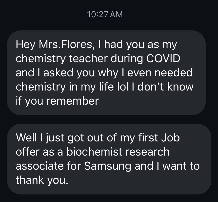 EFlores_SHS's tweet photo. So blessed that even during remote learning, I was able to build relationships with my students through TEAMs. I saw her during her commencement ceremony &amp; now to get this wonderful news, proud is an understatement. 👩🏻‍🔬🥼🧪 https://t.co/OdypR5RdHw