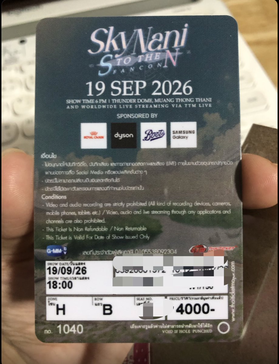 Minn_Sugaa's tweet photo. WTS - ขาย

บัตร #SkyNaniSTotheNFancon 
วันที่19/9 

บัตร 4,000 โซน H แถว B เบเนครบค่ะ
ขายราคา 4,700 บาท 

นัดรับตามแนวBTS ไม่มีมัดจำ

สนใจทักเดมหรือเมนชั่นมาได้เลยค่ะ https://t.co/Ar6ZTTgBUf