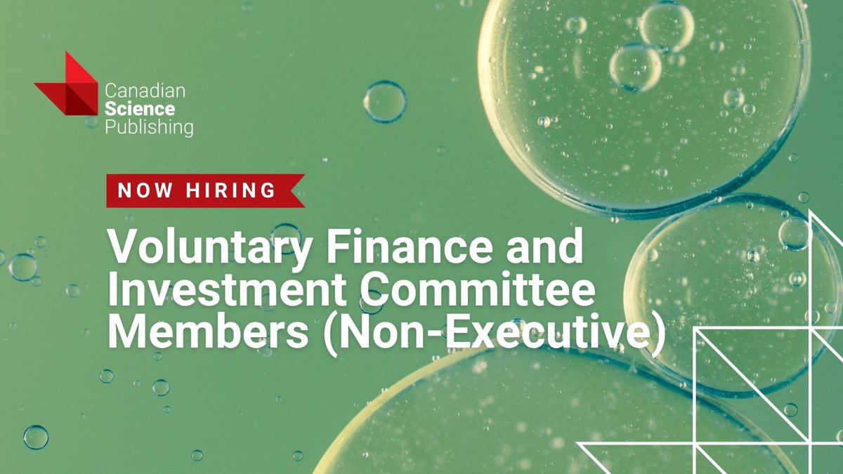 CanJMicrobio's tweet photo. Canadian Science Publishing is seeking two volunteer Finance and Investment Committee members with financial expertise and an interest in scholarly publishing. Learn more: https://t.co/ux3f5EbFZd https://t.co/e7l06q3lZP