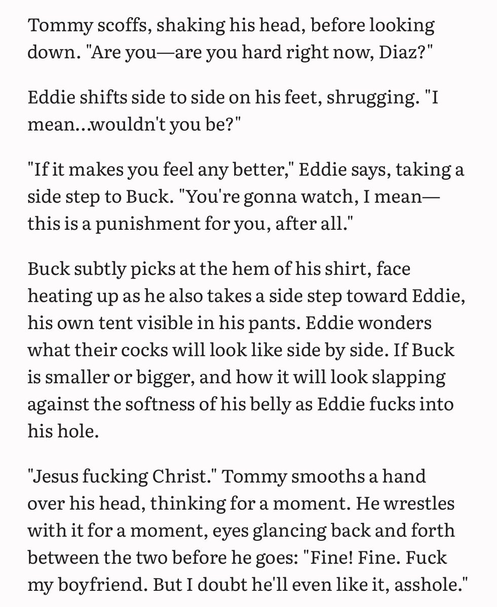 dovebegins's tweet photo. Tommy doesn’t know Buck is gonna break up with him while Eddie gives him the crazy backshots of his life https://t.co/dBc0gCNvGD