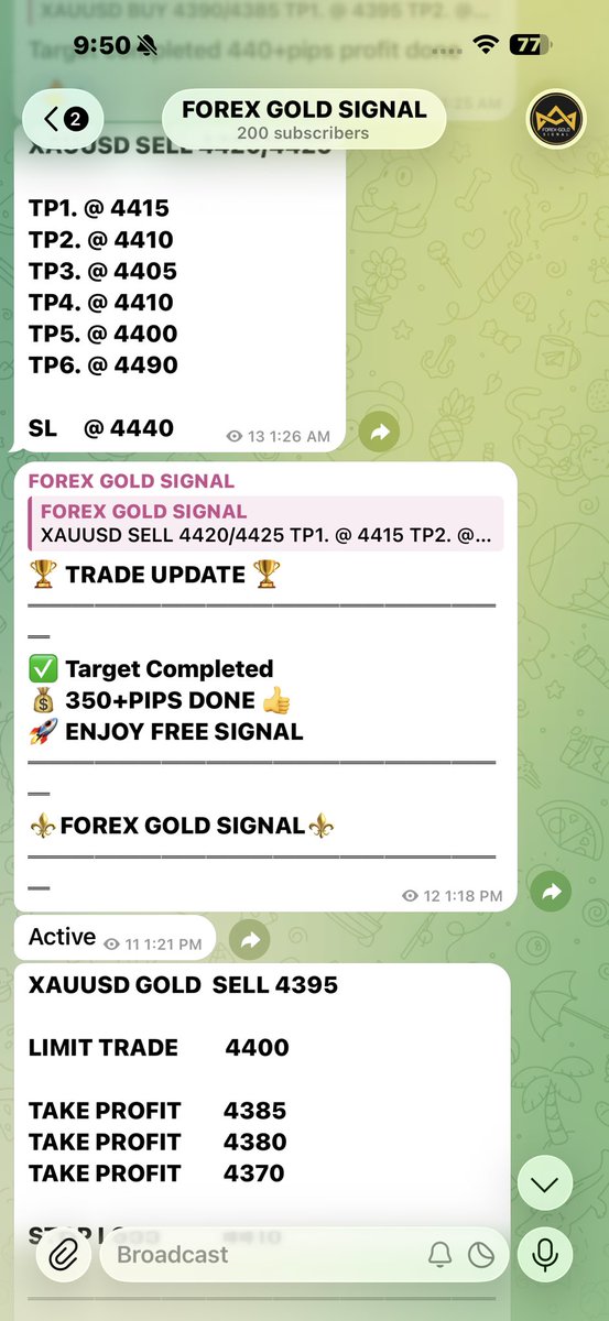 DanielRobe4uoo's tweet photo. 🔥 DAILY PERFORMANCE 🔥

📉 SELL 4420/4425 → TP6 HIT 🎯 +350 PIPS
📉 SELL 4390/4395 → TP3 HIT 🎯 +350 PIPS
📈 BUY 4355/4350 → TP3 HIT 🎯 +350 PIPS
⚠️ BUY 4395 → +100 PIPS MOVE, THEN SL HIT

🏆 TOTAL: +1,050PIPS 
Join my vip channel link in comment

⚜ FOREX GOLD SIGNAL ⚜ https://t.co/q3har2y0ky