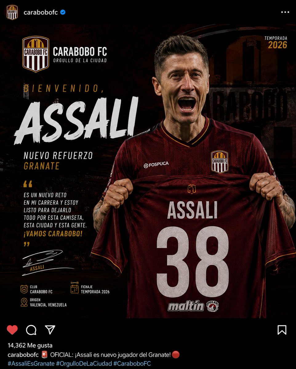 CaraboboFCLE's tweet photo. COMUNICADO OFICIAL:  
Hemos alcanzado un acuerdo con
Assali para unirse a nuestra familia Granate.

Bienvenido @ASSALI378 https://t.co/A30ZowjeJT