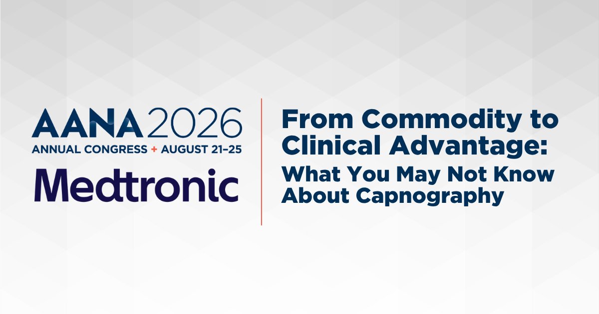aanacrna's tweet photo. Think all capnography is created equal? Think again.

Join us at #AANA2026 to explore how device selection, setup, and next-gen tech impacts monitoring performance during sedation. [Sponsored by @Medtronic] 

📅 Aug. 22 | 7:00-8:00 AM
📍 Room 257-A

🔗 https://t.co/h63EDgSaJy https://t.co/KSNjLG9TKi