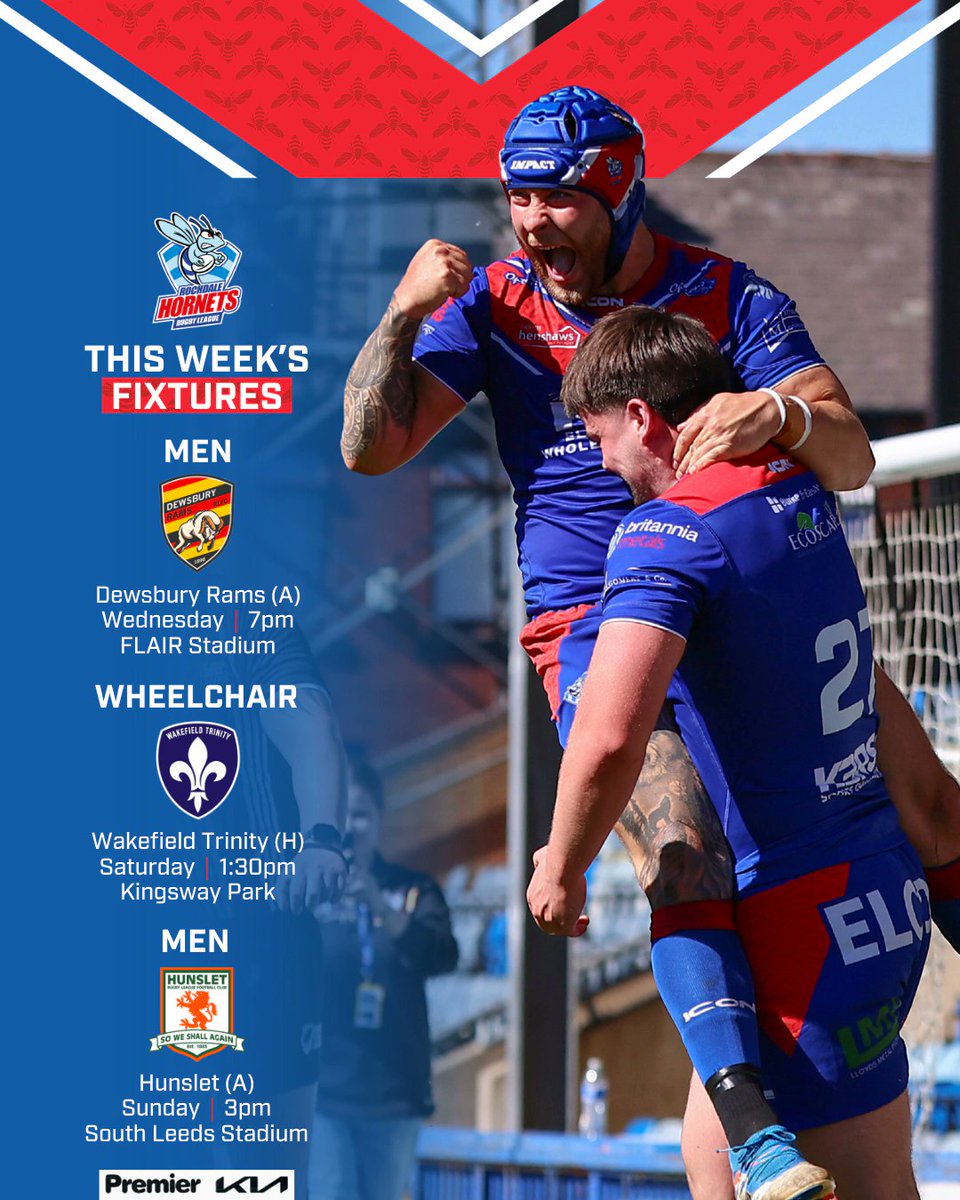 RochdaleHornets's tweet photo. Coming up this week ⏩

A busy few days, Hornets. It all starts tomorrow 🐝 https://t.co/TTUU1rmYqg