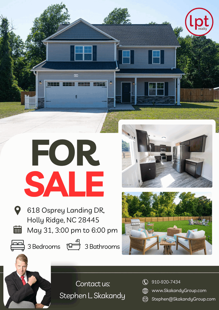 SkakandyGroup's tweet photo. A kitchen built for entertaining. A backyard built for living. 618 Osprey Landing Drive, Holly Ridge, NC — 3 beds, 3 baths, and a lifestyle that speaks for itself. Schedule your showing today.

910-920-7434 | https://t.co/etEbEPrXUa https://t.co/y8OnMsGBoO