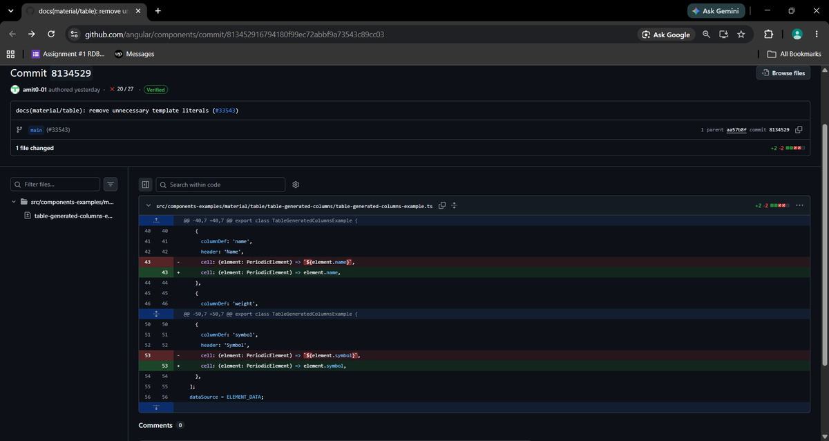 _a_m_i_t_1's tweet photo. My first PR got approved and merged into the official Angular repository.
Contributed to Angular Components and got my first open-source contribution merged into main.
A small contribution, but a huge milestone in my open-source journey.
#OpenSource #Angular #AngularMaterial https://t.co/ro62OpZsf8