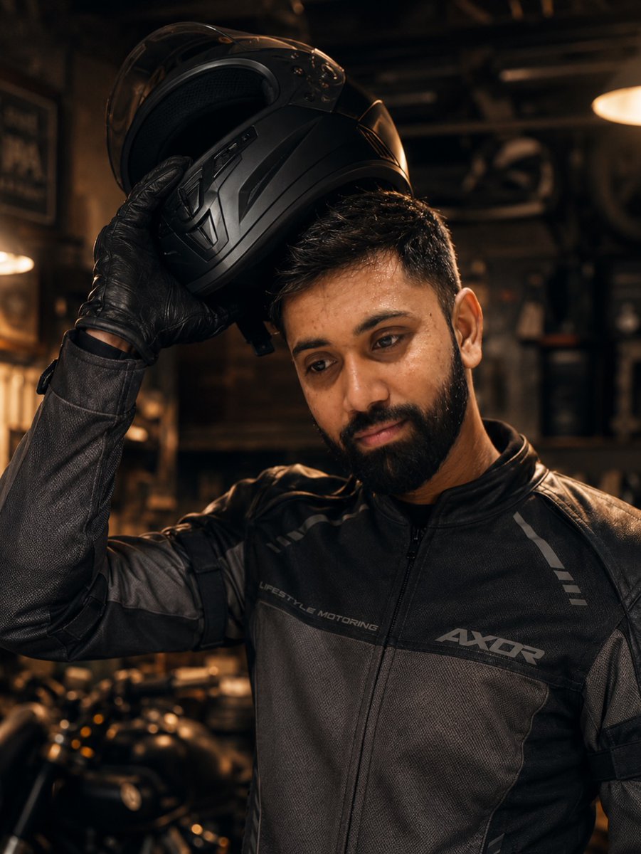 riveragerald049's tweet photo. Some rides don’t end when the engine stops. Sometimes the real story begins when the helmet comes off. Jacket courtesy of Sancheti Automobiles. https://t.co/LBWVWKg0kT