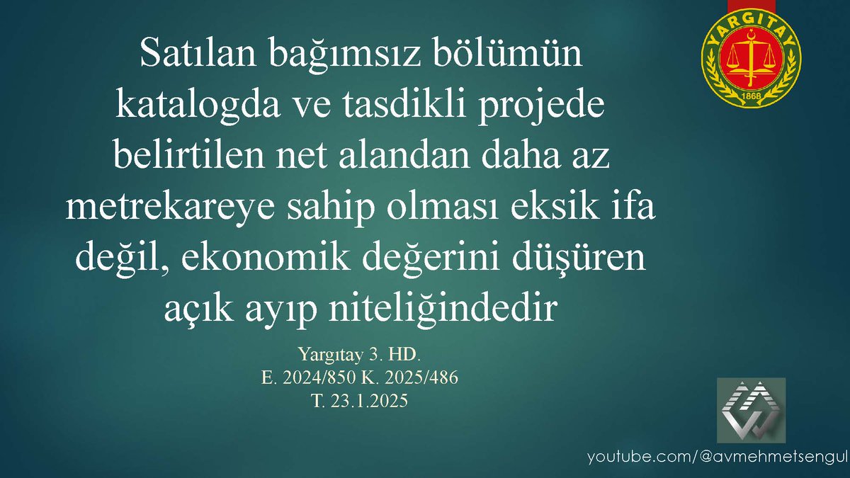 MehmetSengul_'s tweet photo. 👉 Satılan bağımsız bölümün katalogda ve tasdikli projede belirtilen net alandan daha az metrekareye sahip olması eksik ifa değil, ekonomik değerini düşüren açık ayıp niteliğindedir
#APKİ #TBK #TMK #tüketici #ayıp #muayene #ihbar #ihtar #fesih #tazminat #4077sayılıkanun #ihbar https://t.co/PB0zpgDyIa