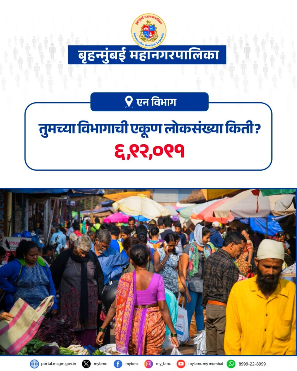 mybmcWardN's tweet photo. ओळख आपल्या विभागाची !
आपला विभाग, आपली ओळख - जाणून घ्या,
#KnowYourWard
#MyBMCUpdates https://t.co/valUeN48gD