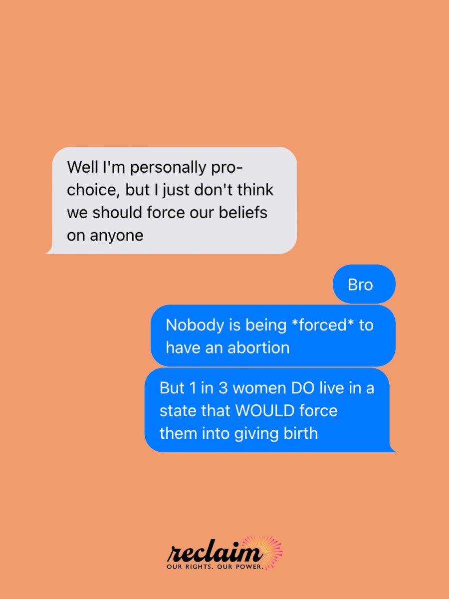 Reclaim_Project's tweet photo. Nobody is being forced to have an abortion, Dennis. But 13 states DO still force blanket abortion bans, irrespective of what science and the doctors say. https://t.co/3LNx2LoydS