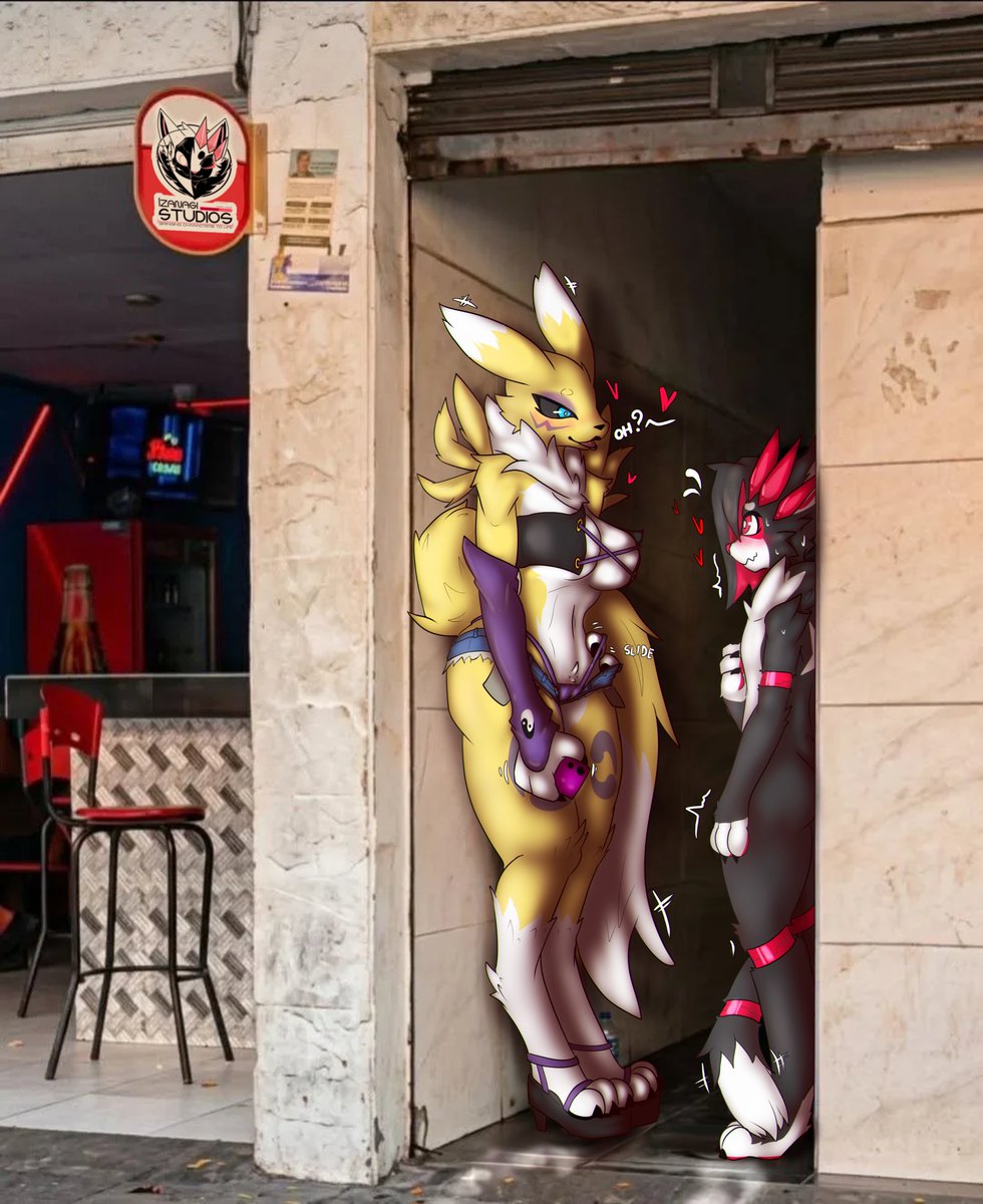 Izanagi_Arts's tweet photo. Before getting back to the regular commissions, I had to satisfy my craving by doing something with Renamon. 
Now we're back to our usual schedule... 
(I wish this meme had a specific name, but no)
#furry #renamon #furryartㅤㅤㅤ #nsfwtwtًً #TallWomanShortMan https://t.co/ZRqvKJq47u