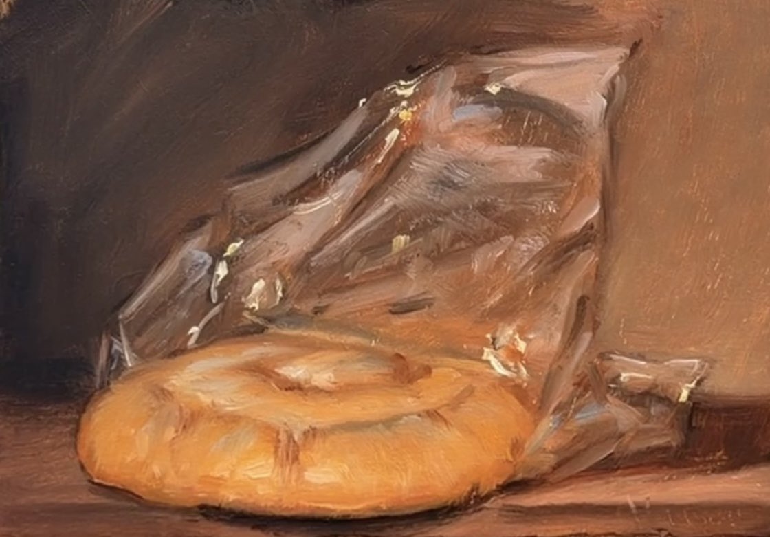 NoahVerrier's tweet photo. My oil painting of a Honey Bun https://t.co/DbD2Ot6dSM