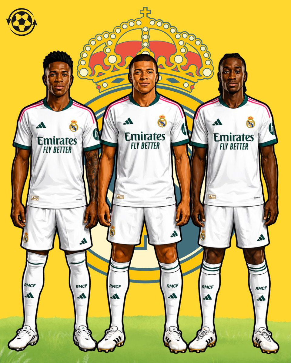 DeadlineDayLive's tweet photo. 🚨 José Mourinho already has SIX untouchable starters in mind for his preferred 4-2-3-1:

🇫🇷 Kylian Mbappé — ST
🇨🇮 Yan Diomandé — LW/RW
🇧🇷 Vinícius Jr — LW/RW
🏴󠁧󠁢󠁥󠁮󠁧󠁿 Jude Bellingham — No.10
🇪🇸 Marc Cucurella — LB
🇧🇪 Thibaut Courtois — GK

Tchouaméni, Bernardo Silva and Valverde will fight for two midfield spots, while Huijsen, Konaté and Rüdiger compete at centre-back until Militão returns.

Dumfries and Trent will battle it out for the right-back position.

(Source: AS)