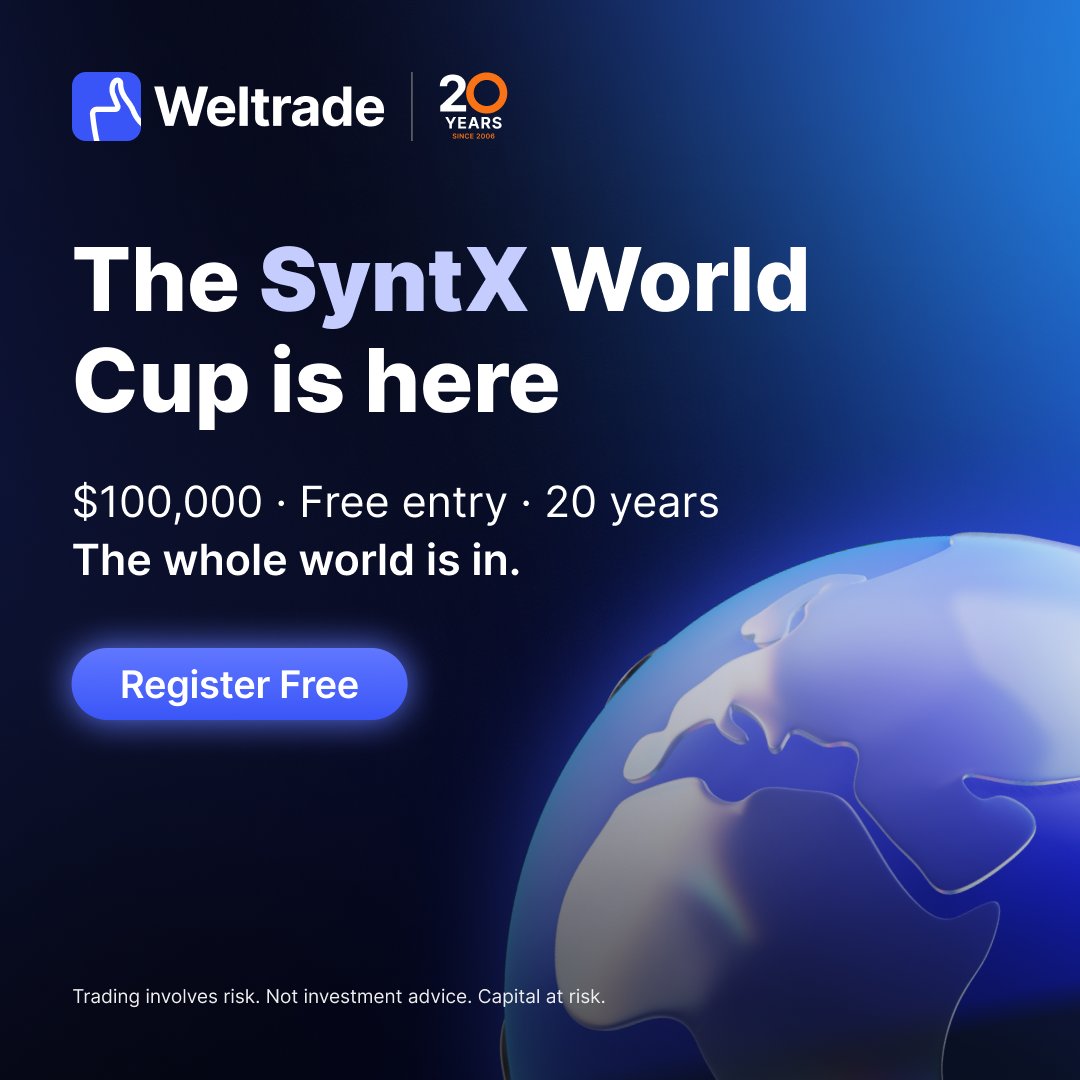 WT0fficial's tweet photo. SyntX World Cup 2026 registration is open. π
$100,000 prize pool. Demo account. Zero risk.
Trade for free. Win for real.
Link in bio π
#SyntXWorldCup #Weltrade https://t.co/os4gGBLtGi