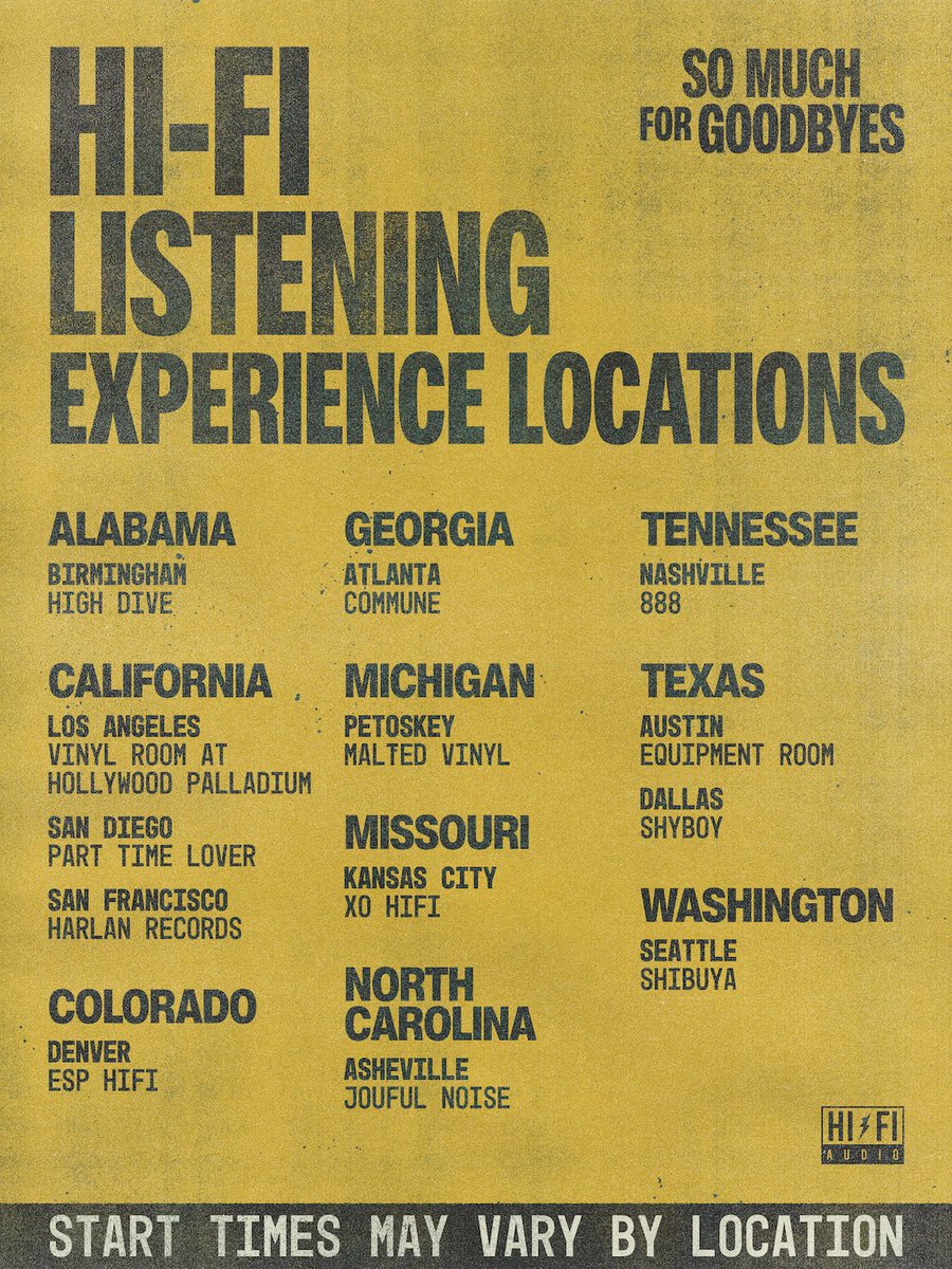 BillyStrings's tweet photo. Announcing So Much For Goodbyes Indie Record Store & Hi-Fi Listening Parties! 🎧

August 25th & 26th. Listen to the new record before it is released to the public at an indie record store or a high-fidelity listening room near you. 🤍

So Much For Goodbyes is out on August 28 - preorder your very own copy from your local record store or https://t.co/BzRaqG4mN6