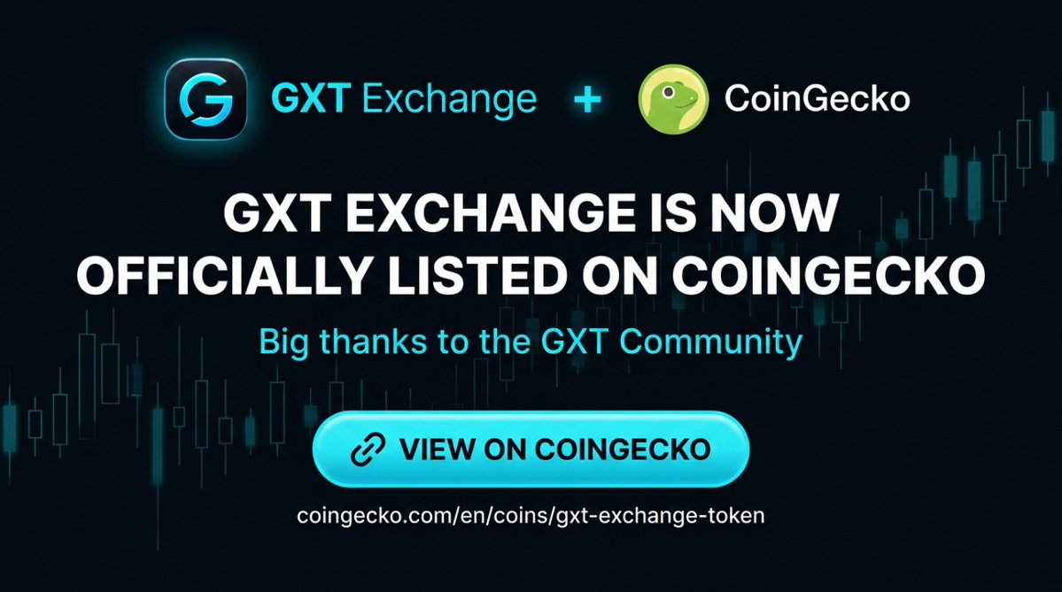 GXTExchange's tweet photo. 🚀 GXT Exchange is officially listed on CoinGecko!
Big thanks to the GXT Community for the support.

🔗 https://t.co/MuFawCvnyi

#GXT #CoinGecko #GXTExchange #CryptoListing #GXTCommunity #Crypto #Altcoin #NewListing #Web3 https://t.co/GPkcMPJxBB