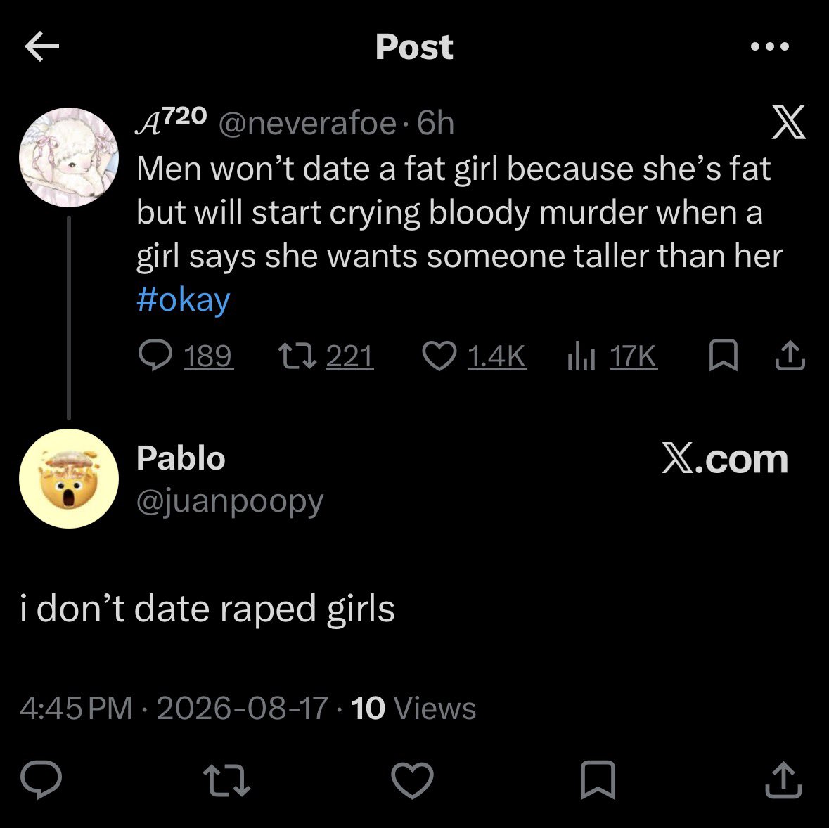 neverafoe's tweet photo. It’s just rape rape rape with you people https://t.co/tUoLgBR7Ev
