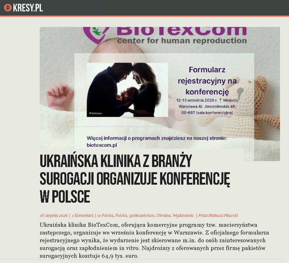 coolfonpl's tweet photo. Spośród wielu mediów na razie tylko Kresy. pl podjęły temat handlu żywym towarem (surogacji) przez firmę z Ukrainy.

Nagłaśniajcie gdzie się da. https://t.co/aHbJobQ1Fr