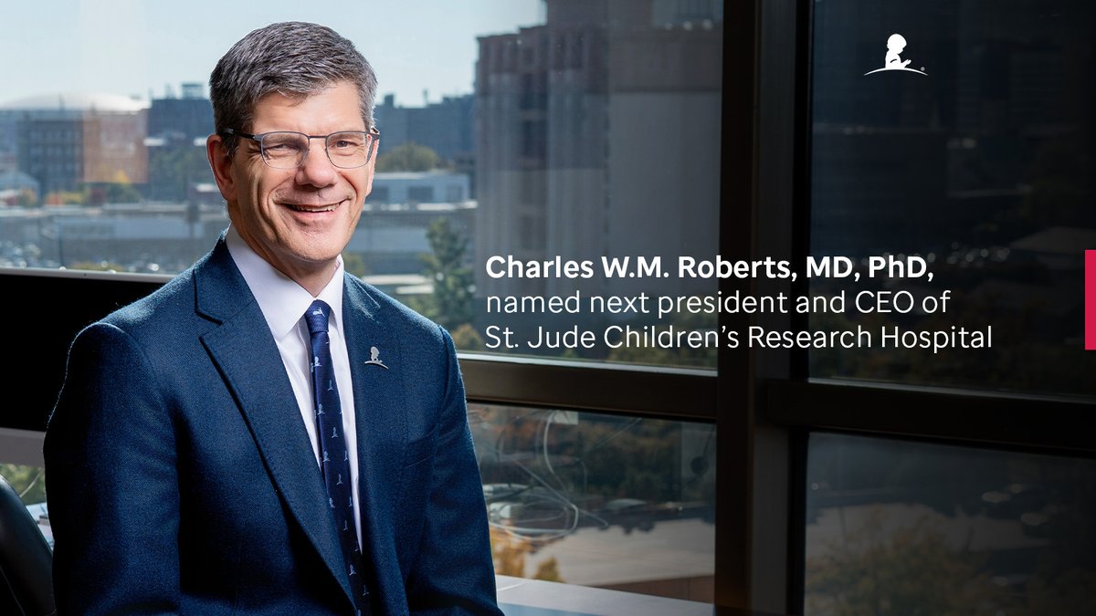 StJudeResearch's tweet photo. St. Jude has named Charles W.M. Roberts, MD, PhD, internationally recognized physician-scientist and director of the St. Jude Comprehensive Cancer Center, as its seventh president and CEO. The announcement is part of a planned leadership transition.

Under his leadership, the Cancer Center has grown in scope and impact, earning the National Cancer Institute’s top “Exceptional” rating in both reviews and the best score in institutional history each time.

Dr. Roberts’ background in cancer epigenetics, clinical care and collaborative leadership has helped shape major efforts that connect researchers, clinicians and partner institutions to move discovery forward.
