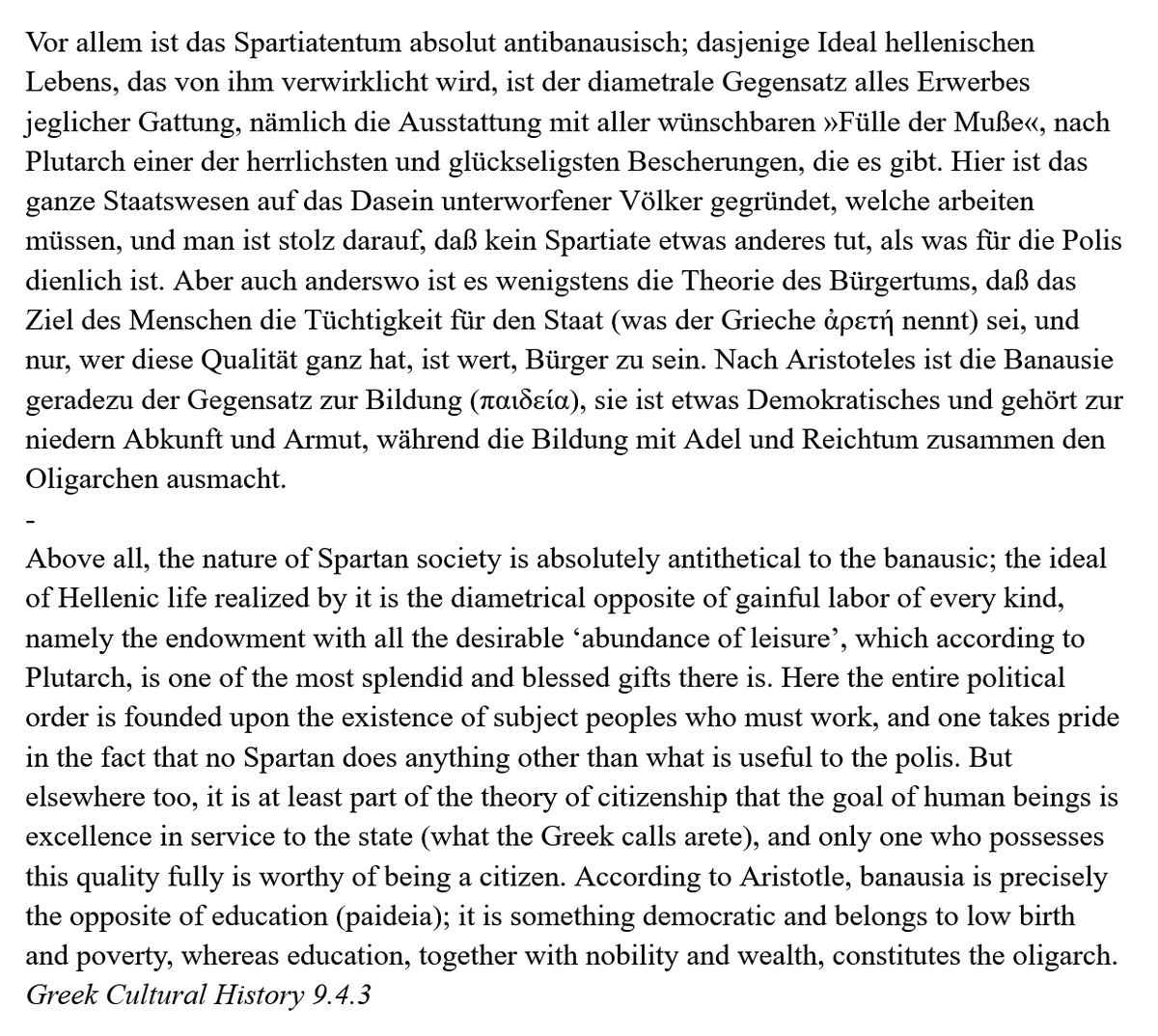 Athanasius_45's tweet photo. Burckhardt on the Spartan contempt for labor: https://t.co/JQmPgdoREe