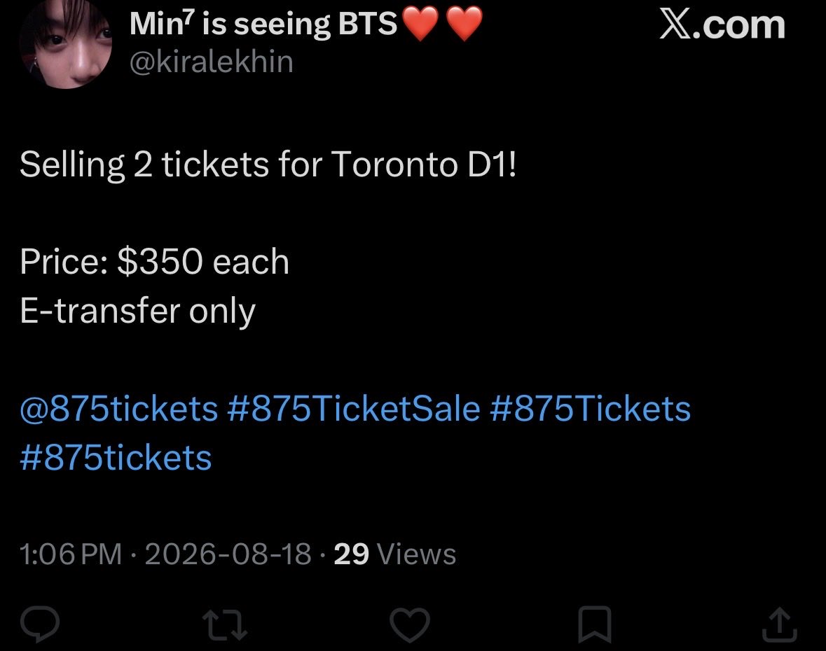 MinSuga2209's tweet photo. WARNING ‼️‼️‼️

Please take this as a warning the below account is a scammer, who is trying to sell fake tickets.  

@875tickets please repost this and get this to all Army’s 

#ScamAwareness #scamming #Army #BTS_ARİRANG #BTS_ARİRANG #ARMY https://t.co/dee0413E6p