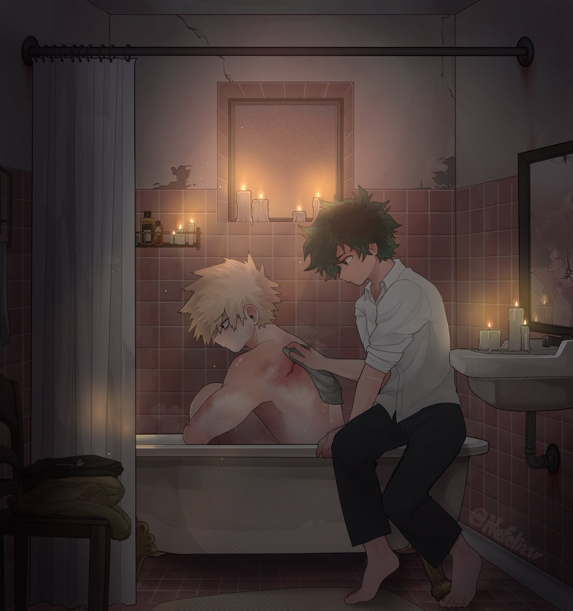 nefeliz3r's tweet photo. I finally locked in and drew my favorite scene from one of my absolute favorite fics 🎉 "the minefields we walk through" by KALBIREO 
#bkdk #izuku #katsuki https://t.co/fTMIn2Wbog