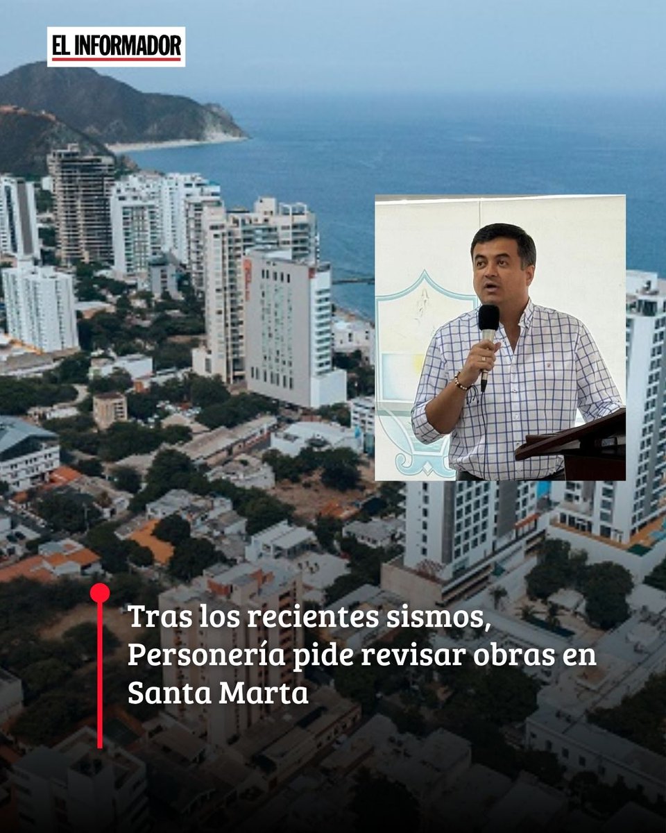 ElInformador_SM's tweet photo. 🏗️ Tras los recientes sismos, Personería pide revisar obras en Santa Marta

El personero Edwar Orozco Oñate pidió a las Curadurías y autoridades competentes fortalecer la inspección y vigilancia de las construcciones que se adelantan en la ciudad.

La solicitud busca verificar que las obras cumplan con las normas sismorresistentes, licencias, planos y diseños aprobados.  @PersoSantaMarta @SantaMartaDTCH @infopresidencia @AbelardoPTE @CarlosPinedoC 

🔎 La Personería anunció que hará seguimiento a estas actuaciones como parte de las acciones de prevención y protección de la ciudadanía.

#SantaMarta #Prevención 

https://t.co/4TWbgEGk1r