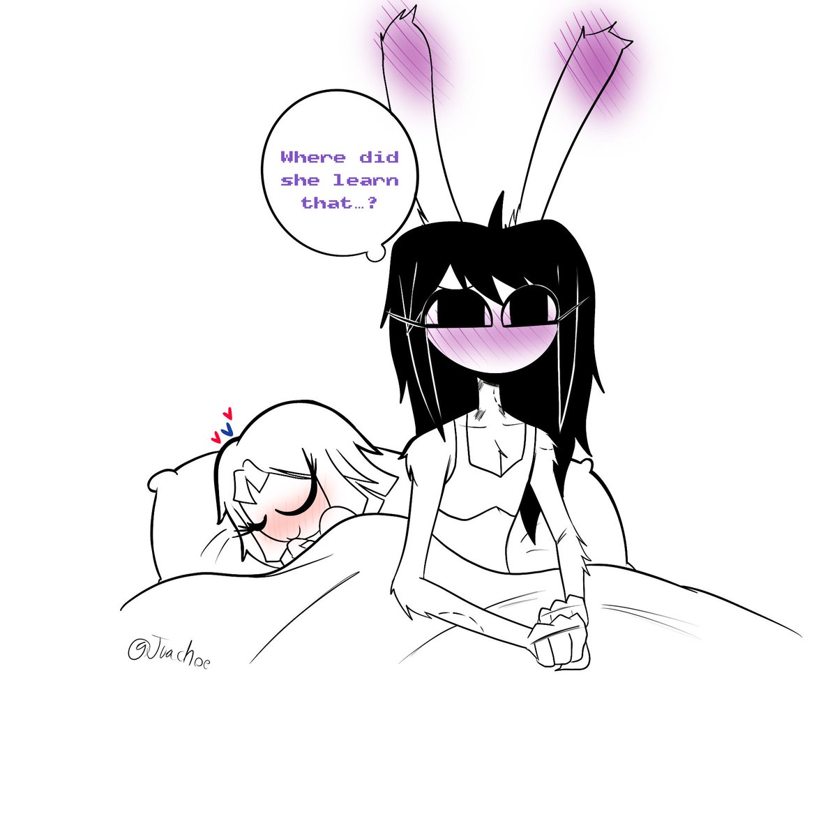 Juachoeart's tweet photo. One wasn’t enough for me 
I had to make two versions 😏😏😏
#tadc #pomni #jax #funnybunny https://t.co/8epr1FG0Nl