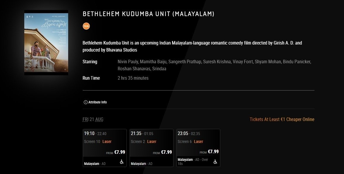 AbGeorge_'s tweet photo. "Your friendly neighbourhood Nivin Pauly" is coming back &amp; SUPER ADVANCE booking for #BethlehemKudumbaUnit all over UK ♥️👏

SOLD OUT - FAST FILLING shows at many locs &amp; additional shows has been added by distributors Mastershot Studios 👏 https://t.co/VOxXbqayeJ