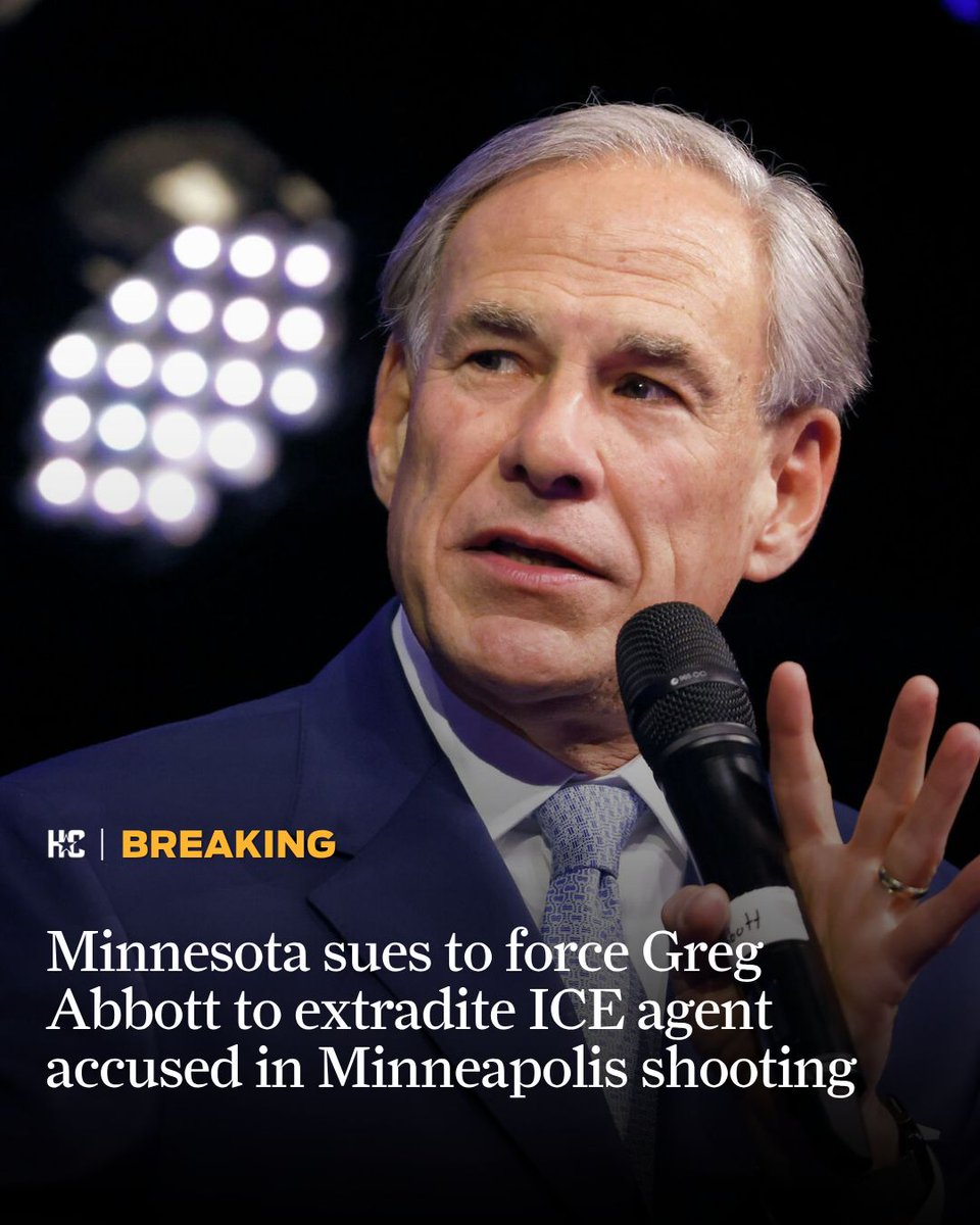 HoustonChron's tweet photo. The state of Minnesota is asking a federal judge to force Gov. Greg Abbott to authorize the extradition of a U.S. Immigration and Customs Enforcement agent accused of shooting a Minneapolis man earlier this year. 

The lawsuit, filed Tuesday, says the Republican governor has delayed the extradition of the ICE officer, Christian J. Castro, 52, for months — to the point that Castro could soon be eligible for release under Texas law, which sets a 90-day limit on detention of fugitives awaiting extradition. https://t.co/Rtjm4cl5ta