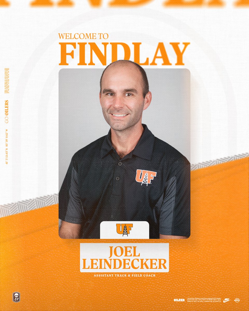 FindlayOilers's tweet photo. The track and field program has announced the hiring of Joel Leindecker as their newest assistant coach.
#GoOilers | #BeGreat
๐: https://t.co/NBI2ZOZWKF https://t.co/qihisiNtJE