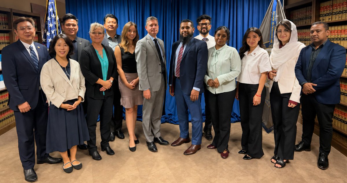 SDOHnews's tweet photo. @USAttyGerace welcomed a group of foreign government officials from Bangladesh, Burma, Cambodia, India, Malaysia, Pakistan, Republic of Korea, Sri Lanka, and Timor-Leste as part of the U.S. Department of State’s International Visitor Leadership Program. The discussion involved how our Office collaborates with federal, state, and local law enforcement partners to uphold the rule of law while promoting transparency, accountability, and public trust.
