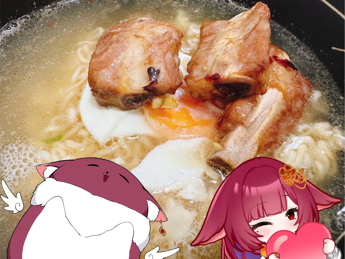 kokyouka_vtuber's tweet photo. 原本想跟風煮牛肉麵
發現家裡只剩下排骨���變成排骨麵了...( ´•̥×•̥` ) https://t.co/eFqBXiG1pP