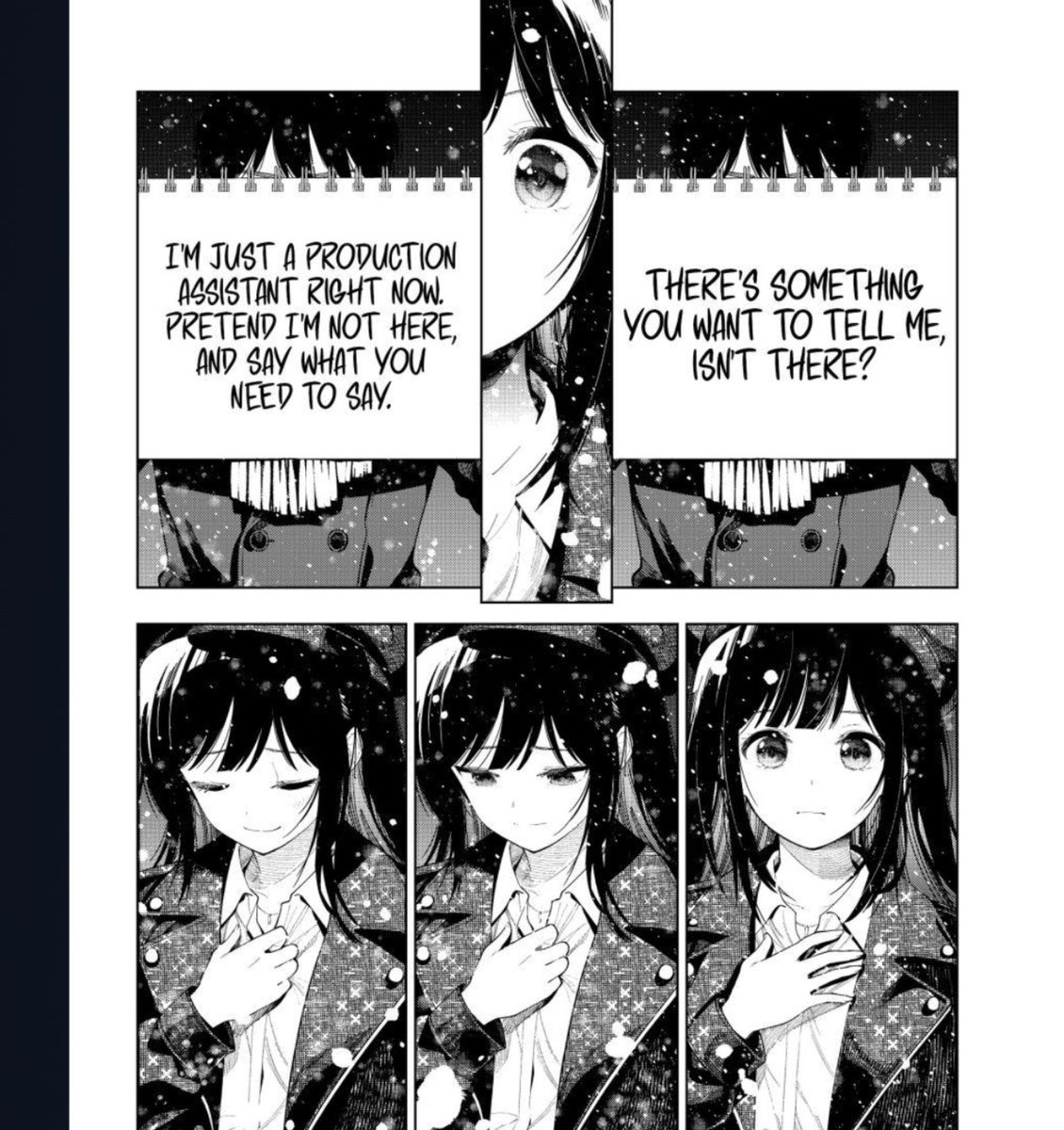 KrSpeed_'s tweet photo. Mayonaka Heart Tune Ch.127

Capítulo MUY Importante, porque vemos como Shinobu cumplió su sueño de hacerse locutora y a la vez que está muy lejos de Arisu.

No sé cómo lo interpretais vosotros, pero para mí queda prácticamente descartada como la ganadora.

De la misma forma que cuando vimos a Nene adulta expresando que Arisu es su persona más cercana aquí es totalmente lo contrario, habla de forma muy distante, tanto física como emocionalmente.

Quizás me equivoque pero yo siento que este capitulo le ha bajado mucho las probabilidades de ganar.