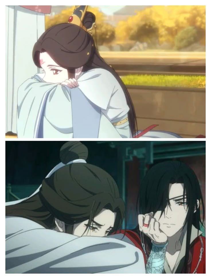 shaerysm's tweet photo. xie lian doing the same pose when he is upset im gonna sob my baby didnt change https://t.co/LaIxdlMqkC