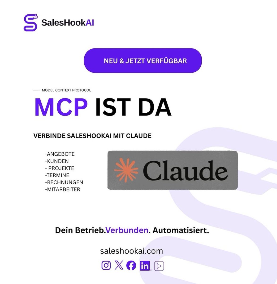 SalesHookAI's tweet photo. Saleshookai + Claude = 🤝
MCP is live!

#claude #ai #saleshookai

https://t.co/8GQ9qs7n3h https://t.co/KtUG4qzubZ