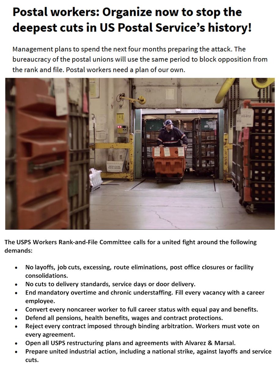 NoWar28052360's tweet photo. #NALC #Postalworkers #USPS
To join the USPS Workers Rank-and-File Committee, fill out the form at bottom of article.
https://t.co/PKrcW8J0Sw https://t.co/XjgeXesGH2