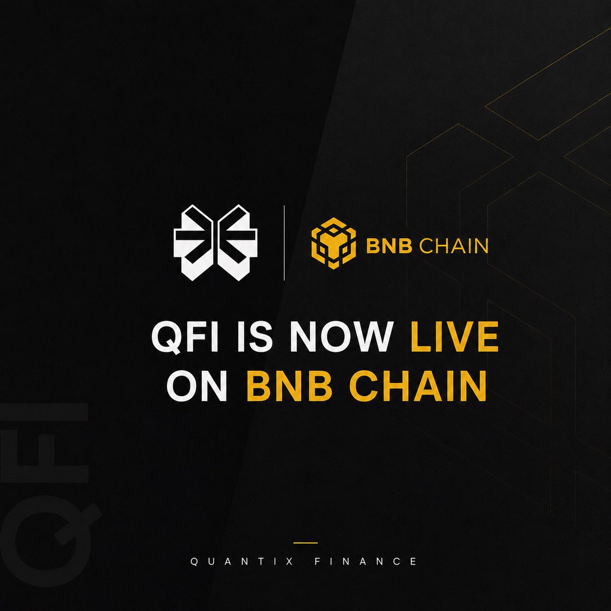 Quantixfinance's tweet photo. Quantix Finance is officially expanding to @BNBCHAIN.

As part of the cross-chain expansion, 1,000,000 QFI, representing 20% of the 5,000,000 total supply, has been permanently burned on TRON and minted on BNB Chain.

QFI is now live on BNB Chain.

BSC Contract Address:
0xe4441fD882EA8807Eb9B4278398cb4584724EA16

Broader access. Deeper liquidity. More efficient cross chain capital.
