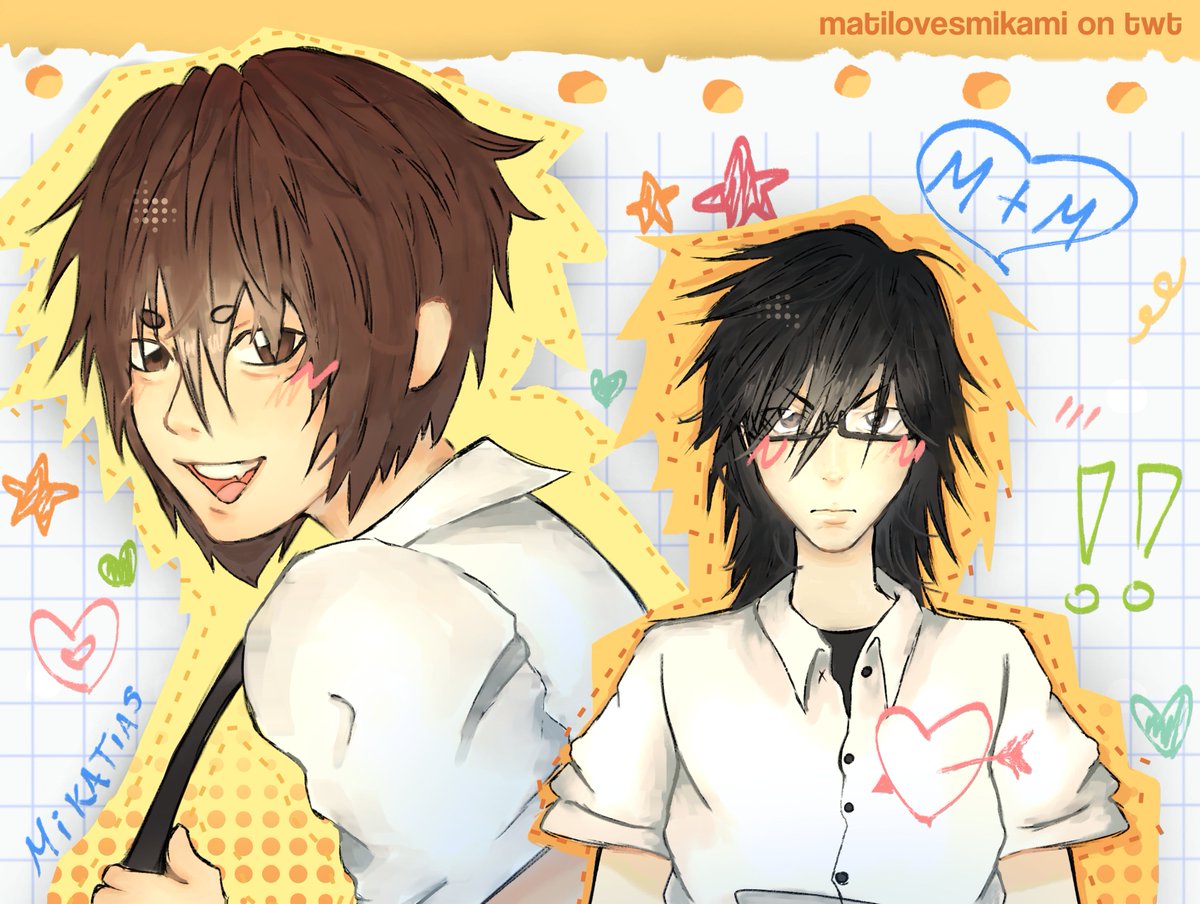 matilovesmikami's tweet photo. highschool AU 
                    𝓘 love him lots 
              &amp; I wish he'd see me
              𝓣 he cool guitar boy ♪ 𝄞
           #yumetwt | 𖦹 ׂ 𓈒 | #mikatias https://t.co/mIjynwlR3b