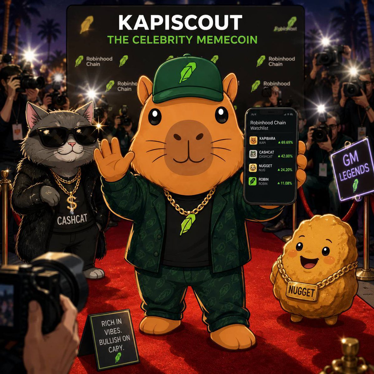 kapiscout's tweet photo. POV: You just walked onto @RobinhoodCrypto and everyone knows your name 🦫📸

KAPISCOUT HAS ARRIVED.

Rich in vibes.
Bullish on $KAPI.
Ready for the cameras. 💚 https://t.co/sJETQGdXEv